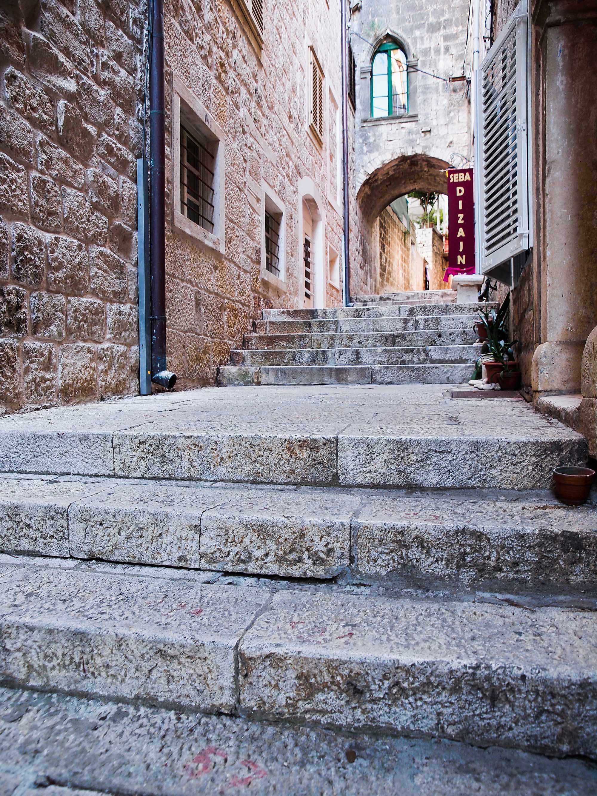 The herringbone streets of the Old Town, Korcula, Croatia