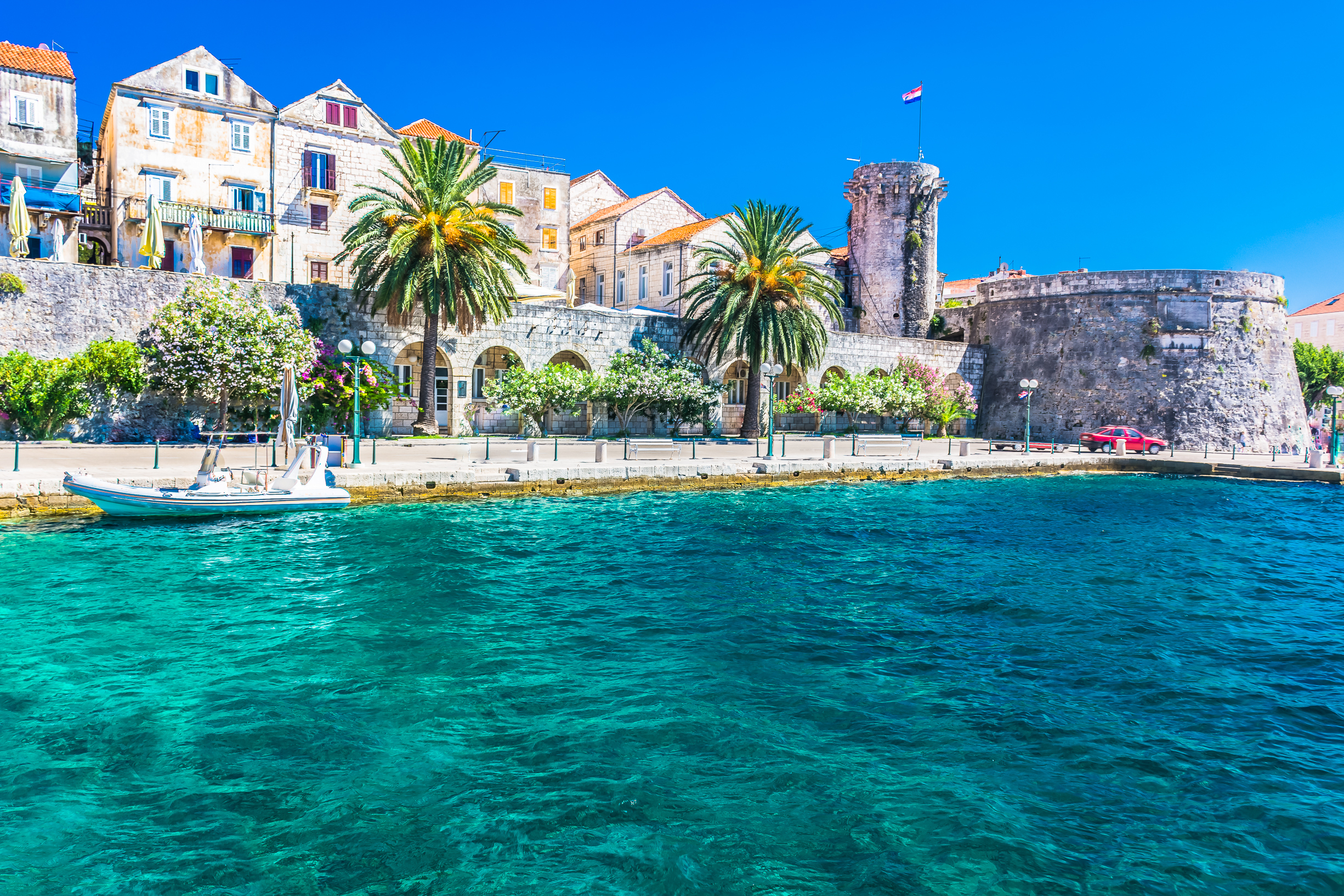 The sparkling waterfront in Korcula, Croatia