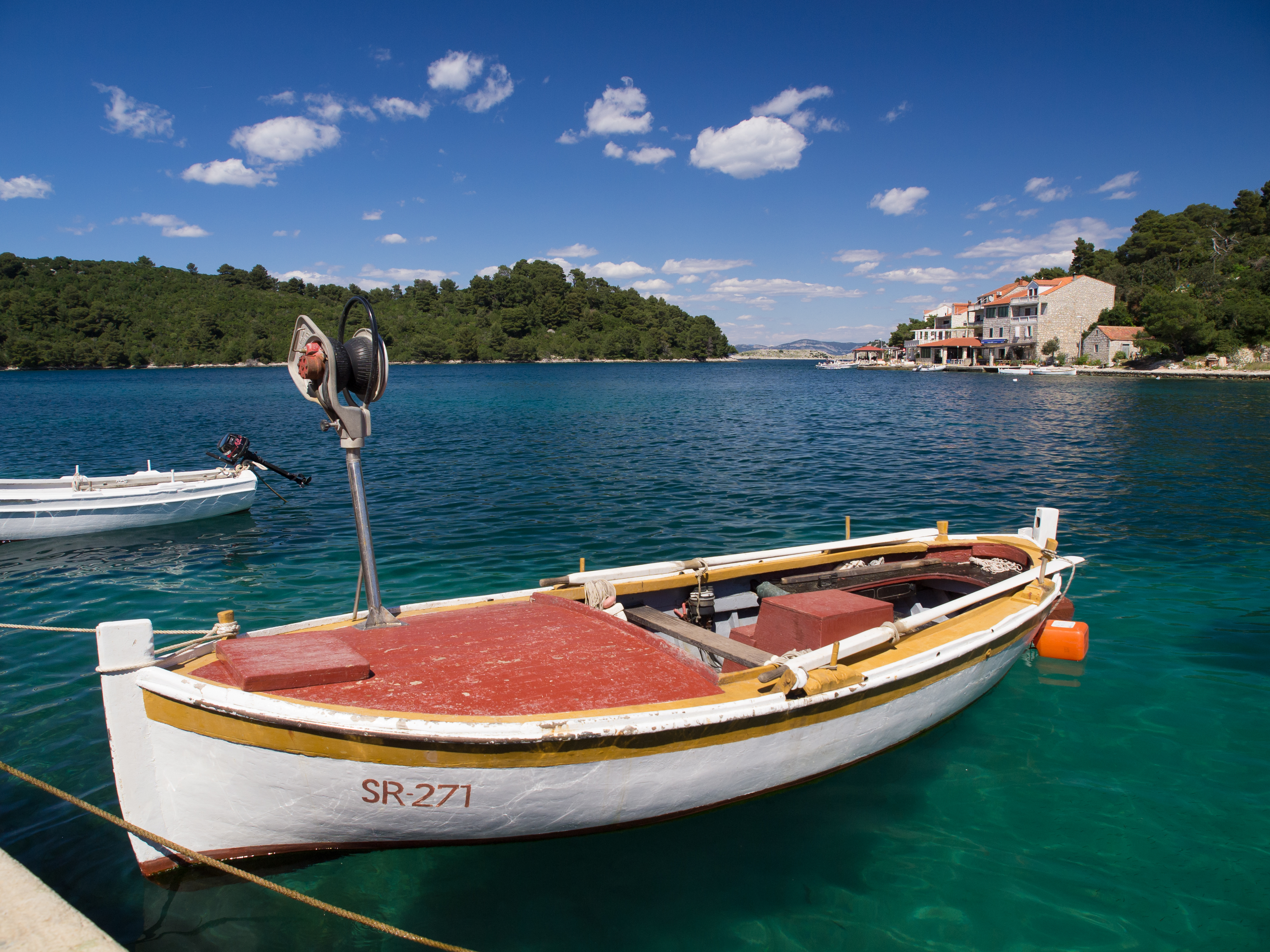 A boat moored in Pomena, Croatia