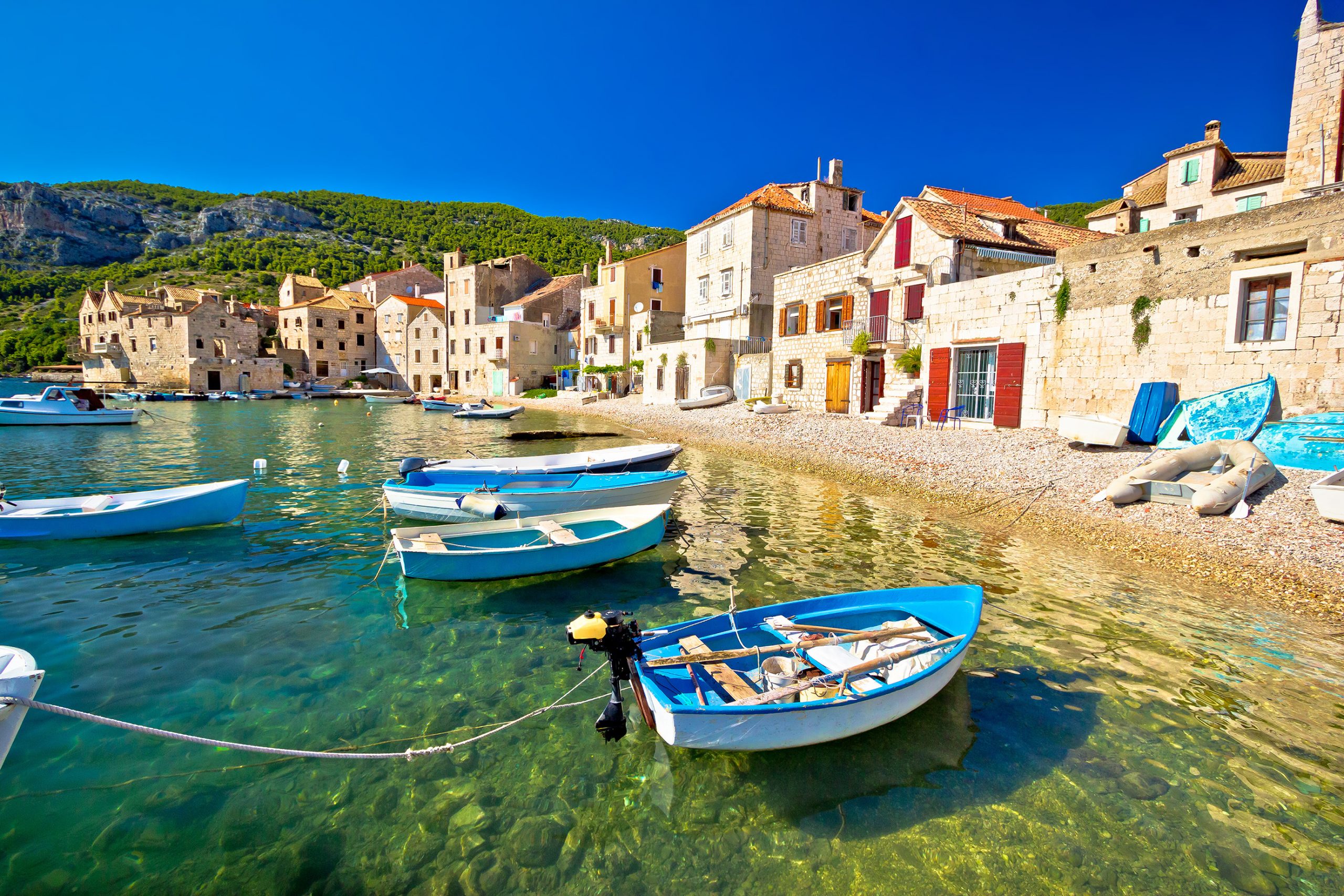 The beautiful waterfront on the island of Vis, Croatia