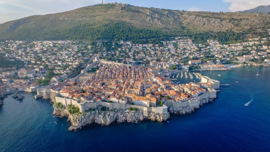 The fortified city of Dubrovnik in southern Dalmatia.