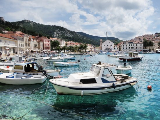 The lively harbour in Hvar town