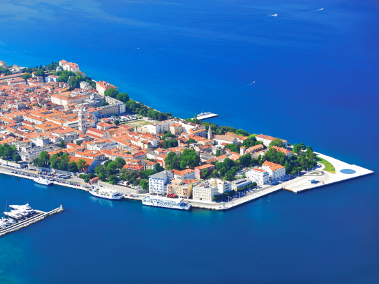City promenade with a view of Zadar channel. 