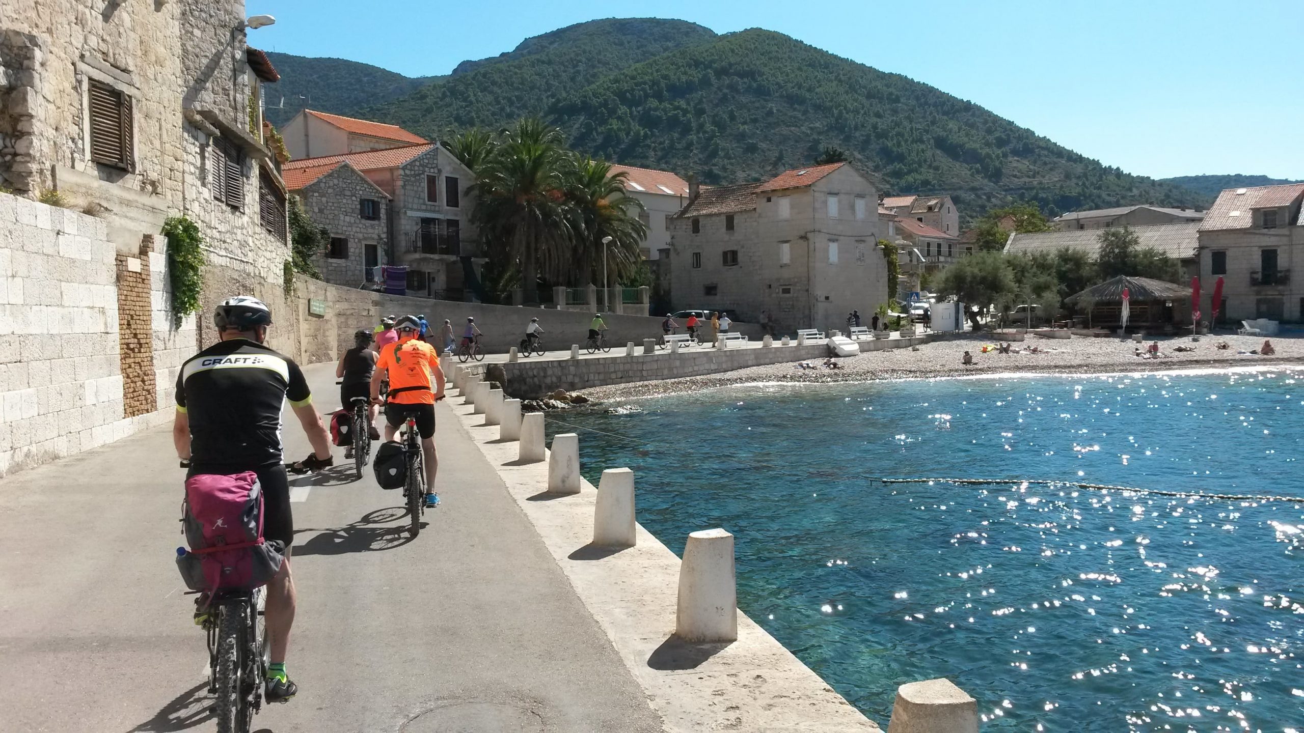 Riding through seaside towns in Croatia