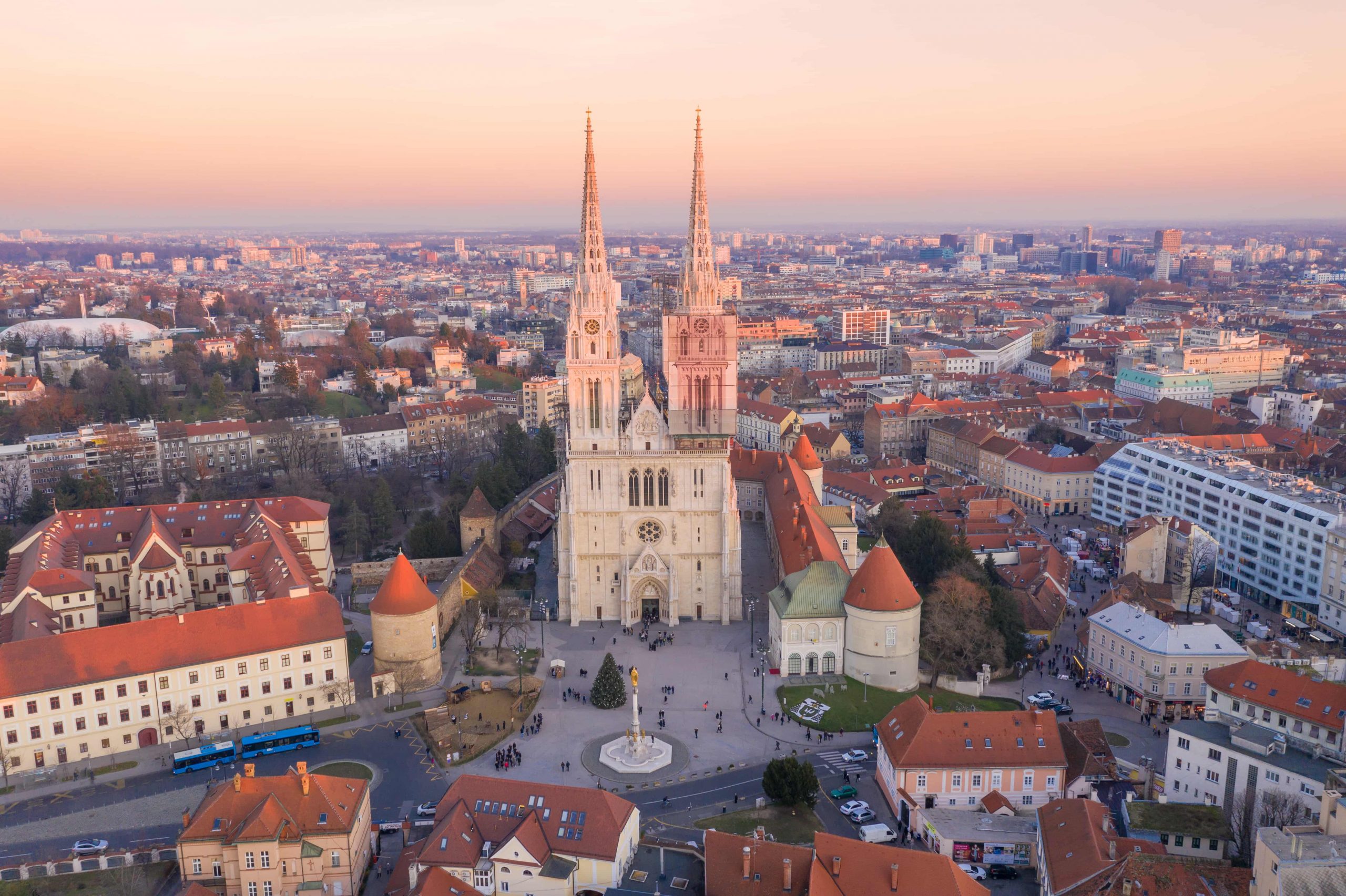 Zagreb Cathedral and Old Town.