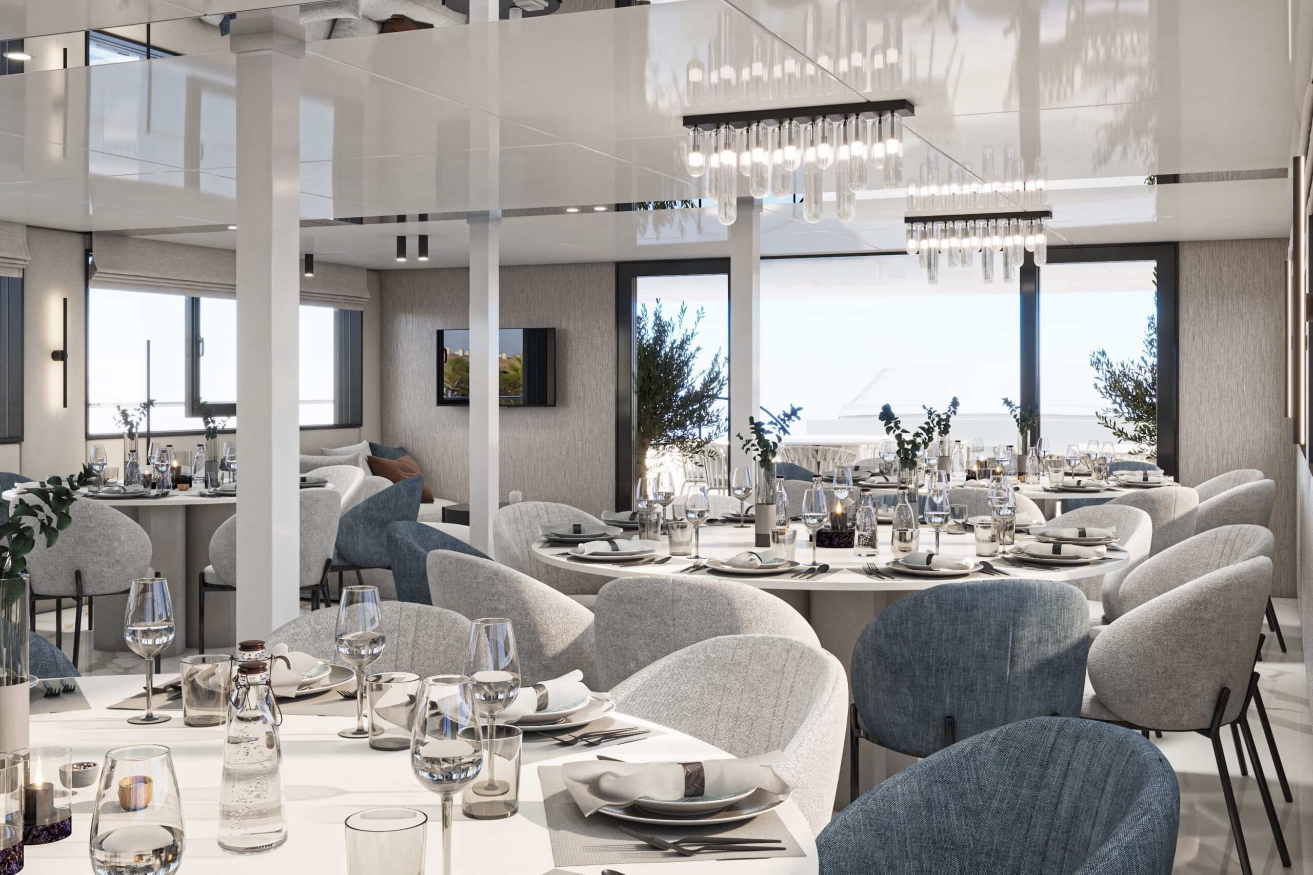 Dining room on the MS Prestige (rendered image of refurbishment for 2025)